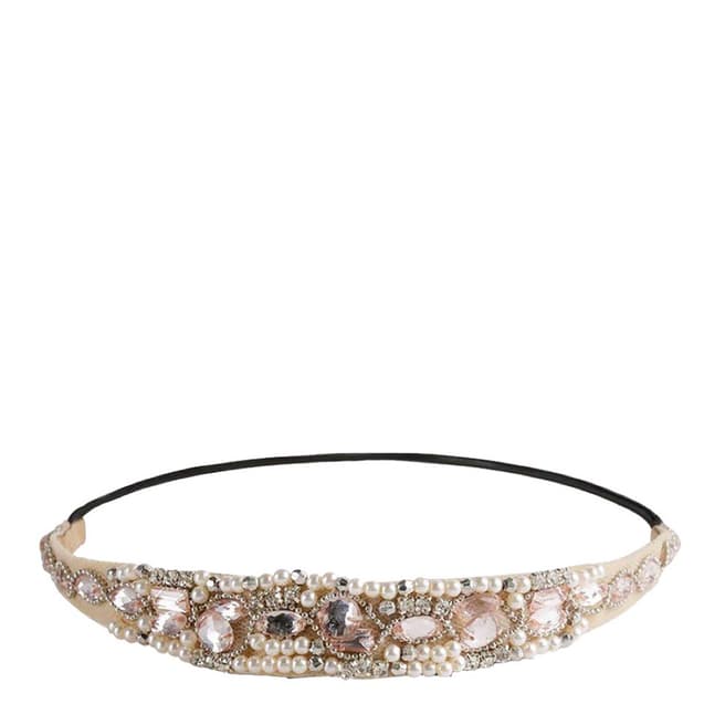Champagne Pearl and Crystal Hair Band - BrandAlley