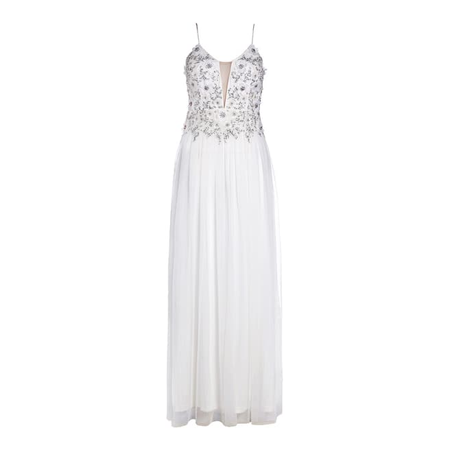 Ivory Beaded Mesh Gown - BrandAlley