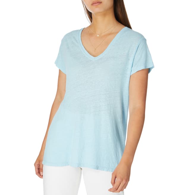 Pale Blue Rustic Finish Linen T-Shirt - BrandAlley