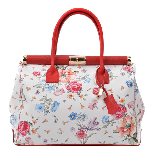 Red Floral Leather Bag - BrandAlley