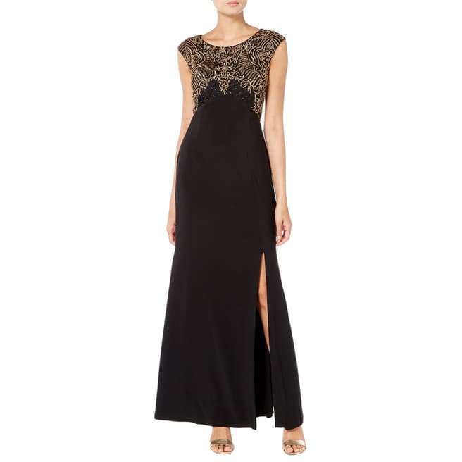 Black Maxi Dress with Gold Detail - BrandAlley
