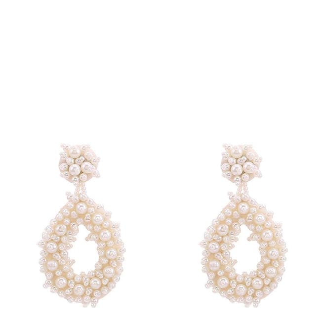 White Multi Pearl Boho Statement Earrings - BrandAlley