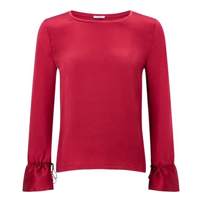 Red Flare Cuff Silk Front Top - BrandAlley