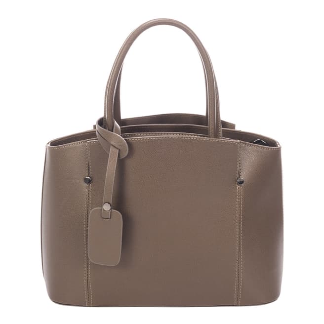 Grey Leather Top Handle Bag - BrandAlley