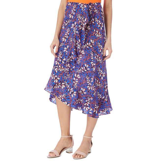 Blue/Multi Foxglove Silk Wrap Skirt - BrandAlley