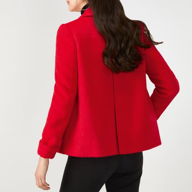 Red Collared Wool Blend Swing Coat - BrandAlley