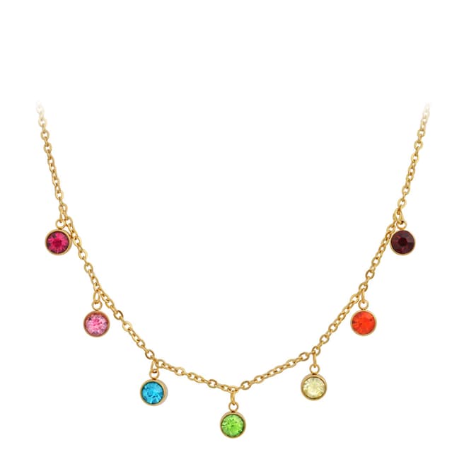 18K Gold Multi Gemstone Drape Necklace - BrandAlley