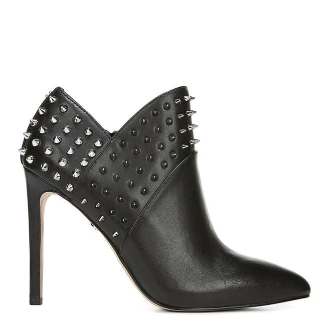 Black Leather Wally Studded Booties - BrandAlley