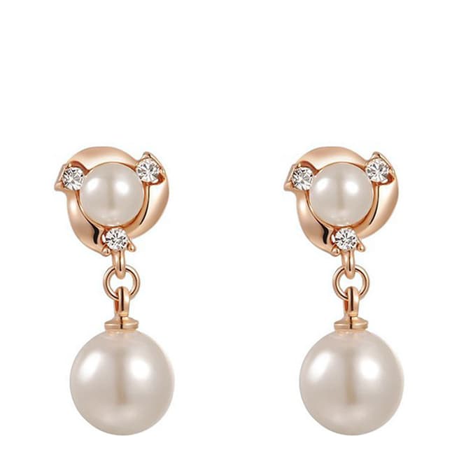 Rose Gold Plated Pearl Earrings - BrandAlley