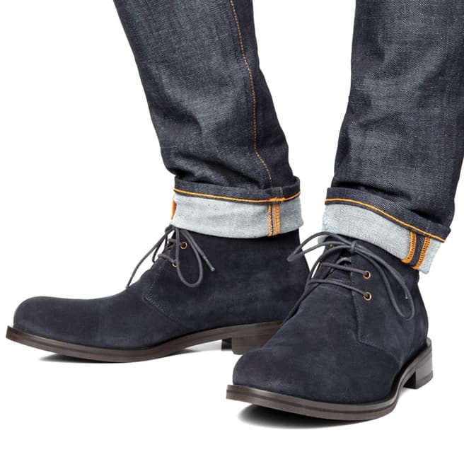 Navy Suede Digby Boots - BrandAlley