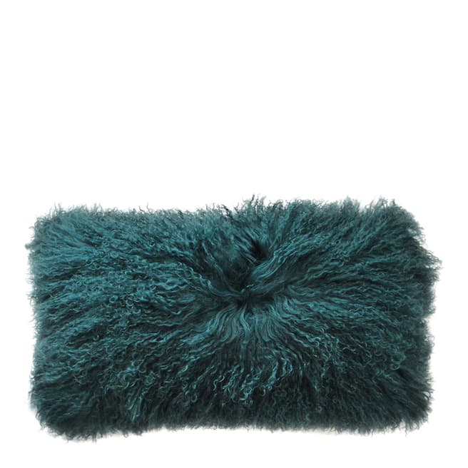 Green Sheepskin Cushion 56x28cm - BrandAlley