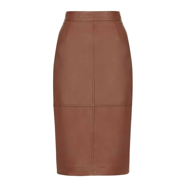Tan Thea Leather Skirt - BrandAlley