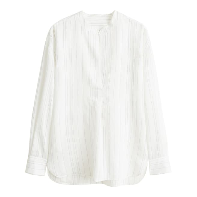 White Striped Mao Collar Shirt - BrandAlley