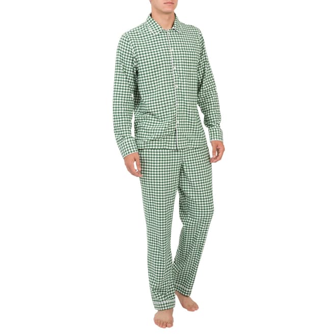 Green Large Gingham Flannel Henry Pajama Set - BrandAlley