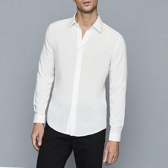 White Paris Braid Slim Shirt - BrandAlley