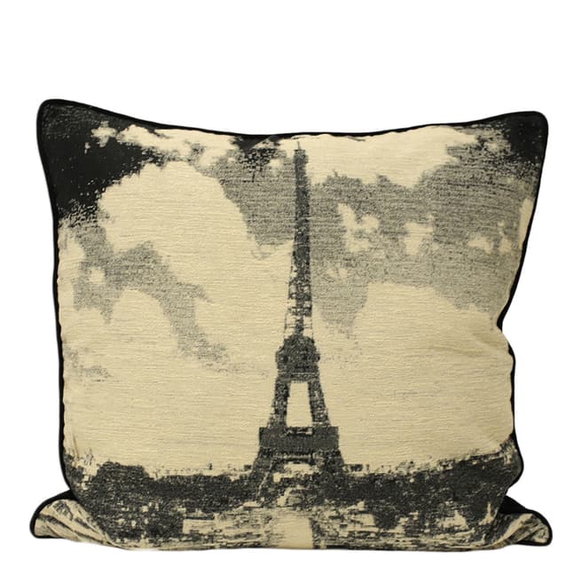 Monochrome Eiffel Tower Polyester Filled Cushion, 60x60cm - BrandAlley
