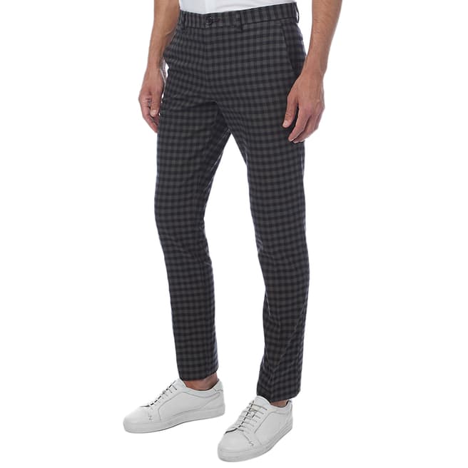 Black Check Mid Fit Chinos - BrandAlley