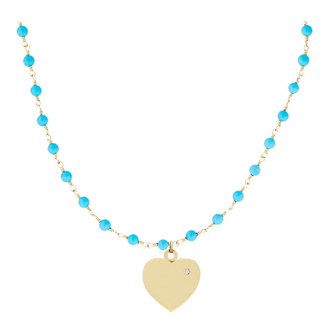 18K Gold Plated Turquoise Heart Charm Necklace - BrandAlley