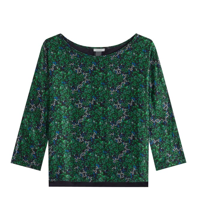 Green/Multi Floral Bouquet Silk Front Top - BrandAlley