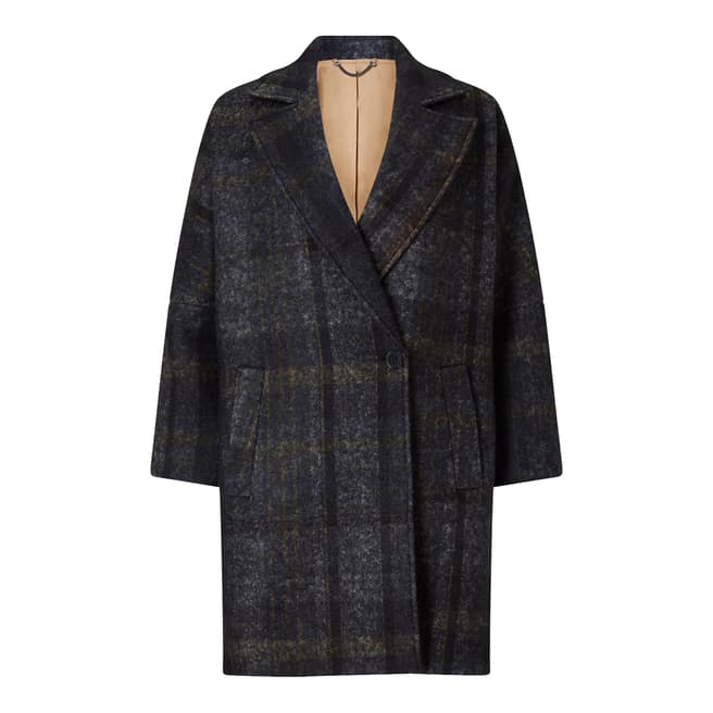 Charcoal Shadow Check Cocoon Coat - BrandAlley