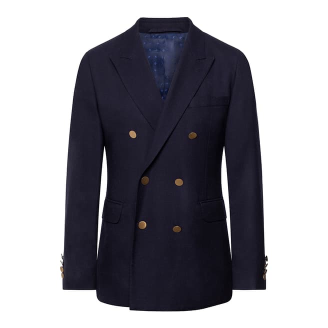 Navy Double Breasted Wool Blazer - BrandAlley