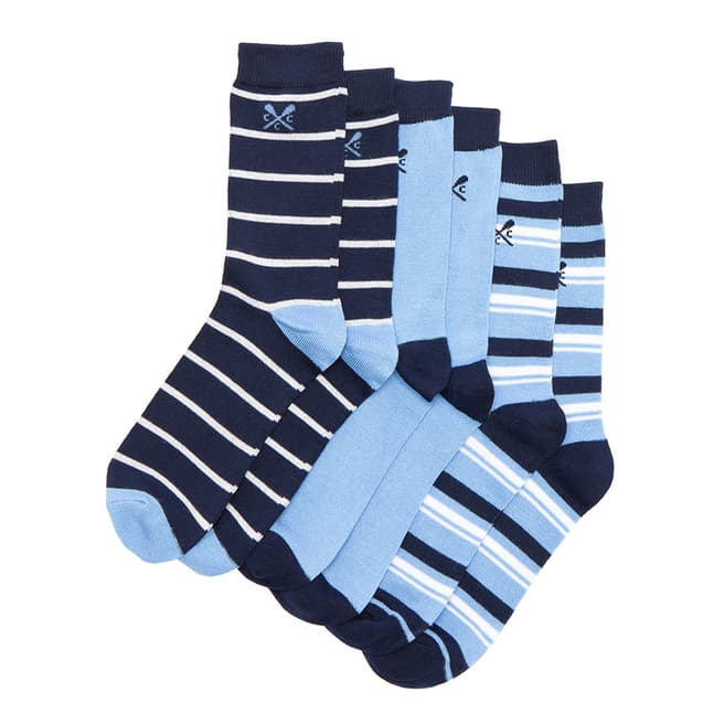 Alaskan Blue 3 Pack Stripe Socks - BrandAlley