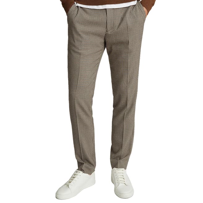 Brown Godalming Slim Fit Check Trousers - BrandAlley