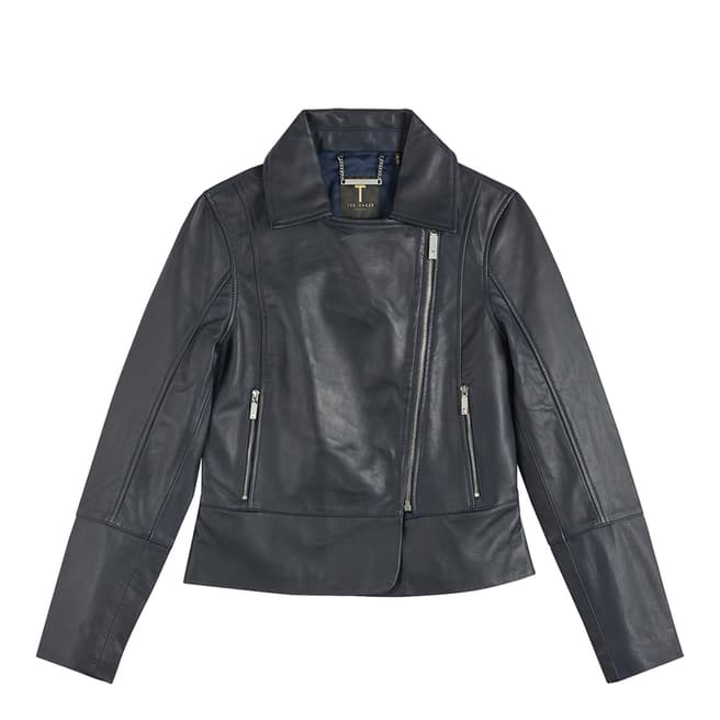 Black Cayode Leather Biker Jacket - BrandAlley