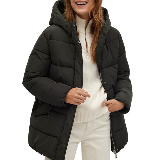 Dark Heather Grey Faux-Fur Quilted Puffer Coat - BrandAlley