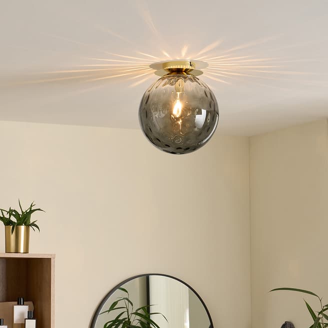 Ilaria Bathroom Flush Ceiling Light Olive Glass And Brass Brandalley