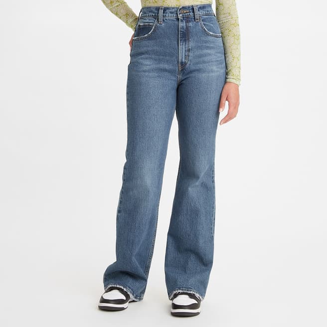 Blue 70s High Waisted Flared Leg Stretch Jeans - BrandAlley