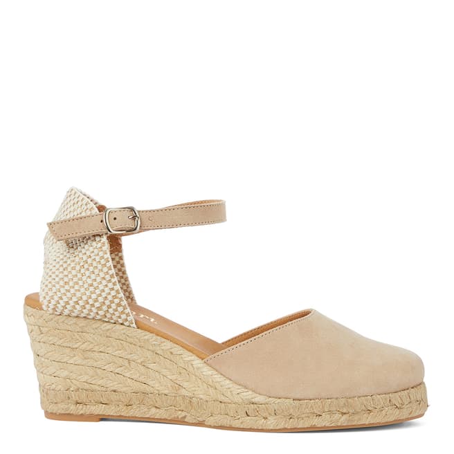 Sand Suede Closed Toe Espadrille Wedges - BrandAlley