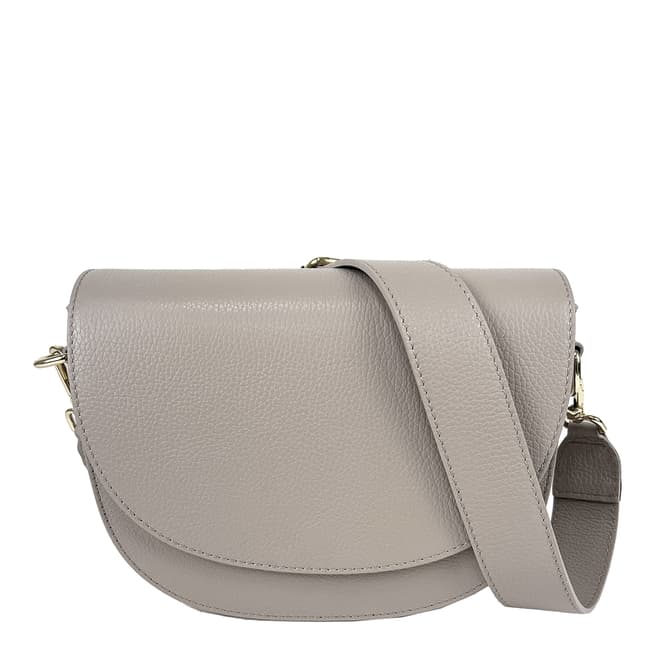Grey Leather Bag With Rounded Flap - BrandAlley