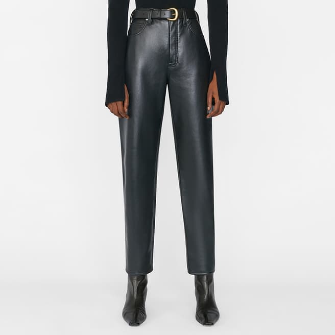 Black Le High N Tight Straight Leather Trousers - BrandAlley