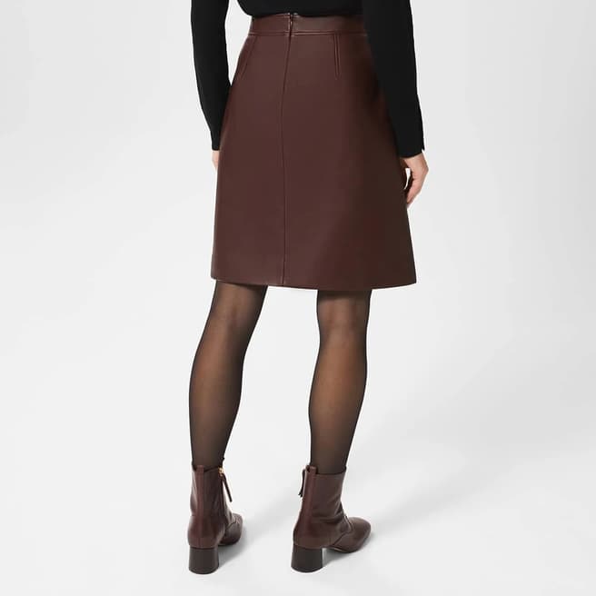 Plum Annalise Leather Skirt - BrandAlley