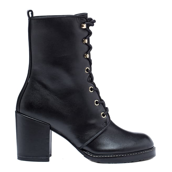 Black Leather Cassey 75 Heeled Ankle Boot - BrandAlley