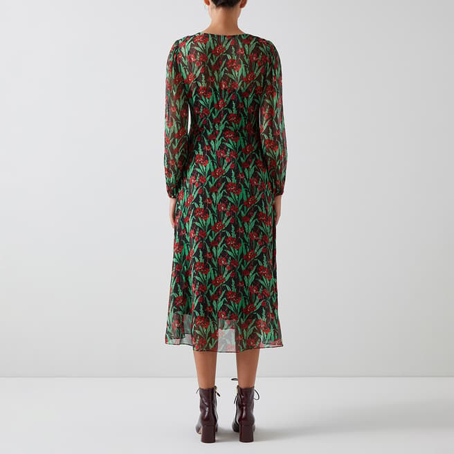 Green and Red Flare Dress - BrandAlley
