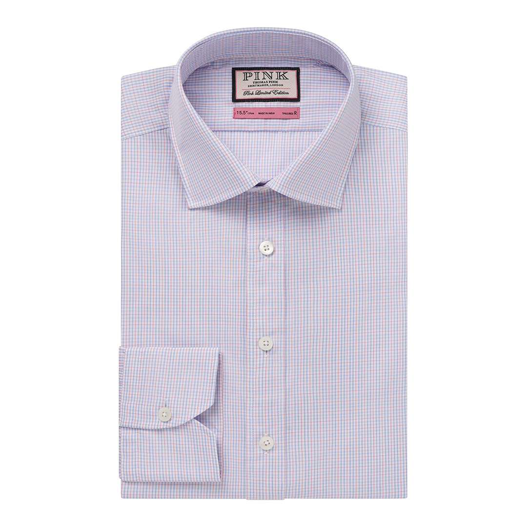 Pink Check Tailored Fit Cotton Shirt