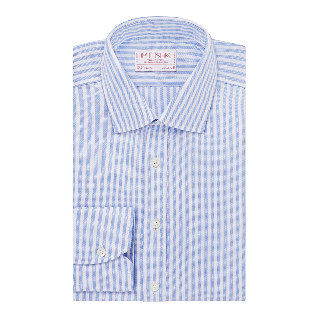 Blue Striped Classic Fit Cotton Shirt