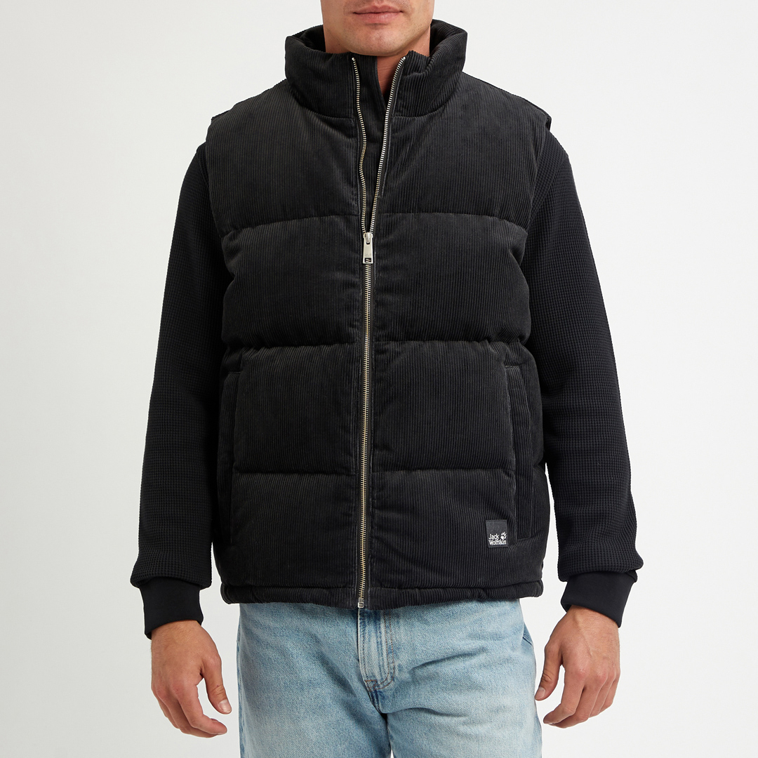 Black Nature Weather Resist Corduroy Gilet