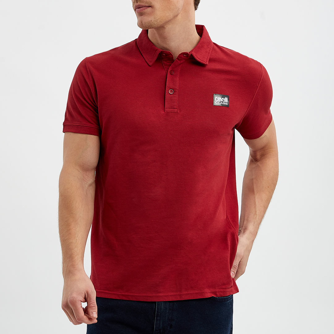 Red Patch Logo Cotton Polo Shirt