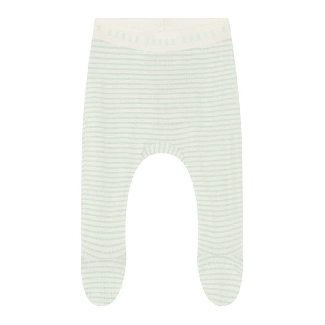 Mint Stripe Cotton Blend Foot Leggings