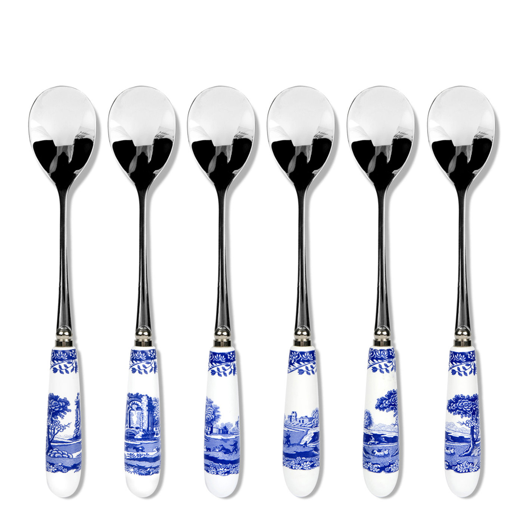 Set of 6 Blue Italian Tea Spoons