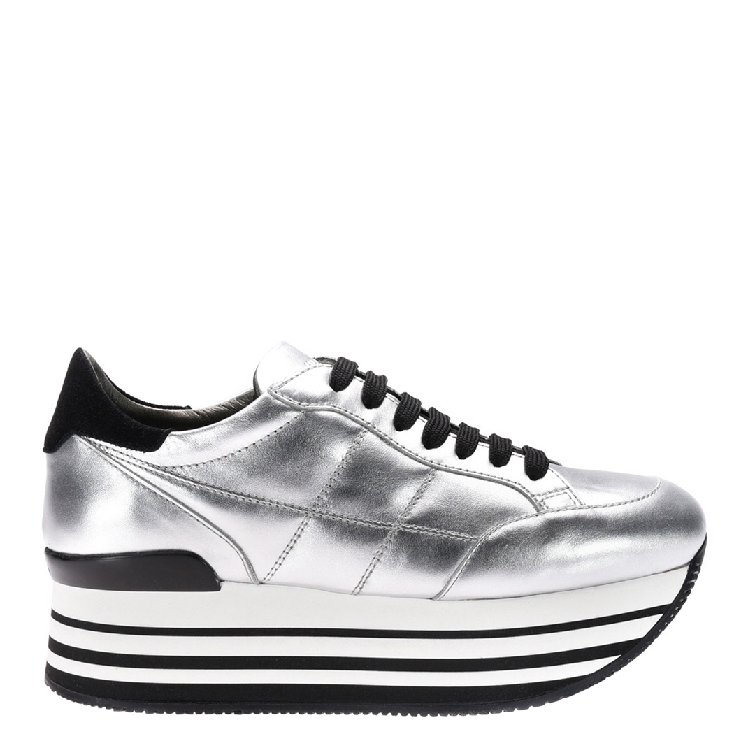 Silver And Black Platform Sneakers