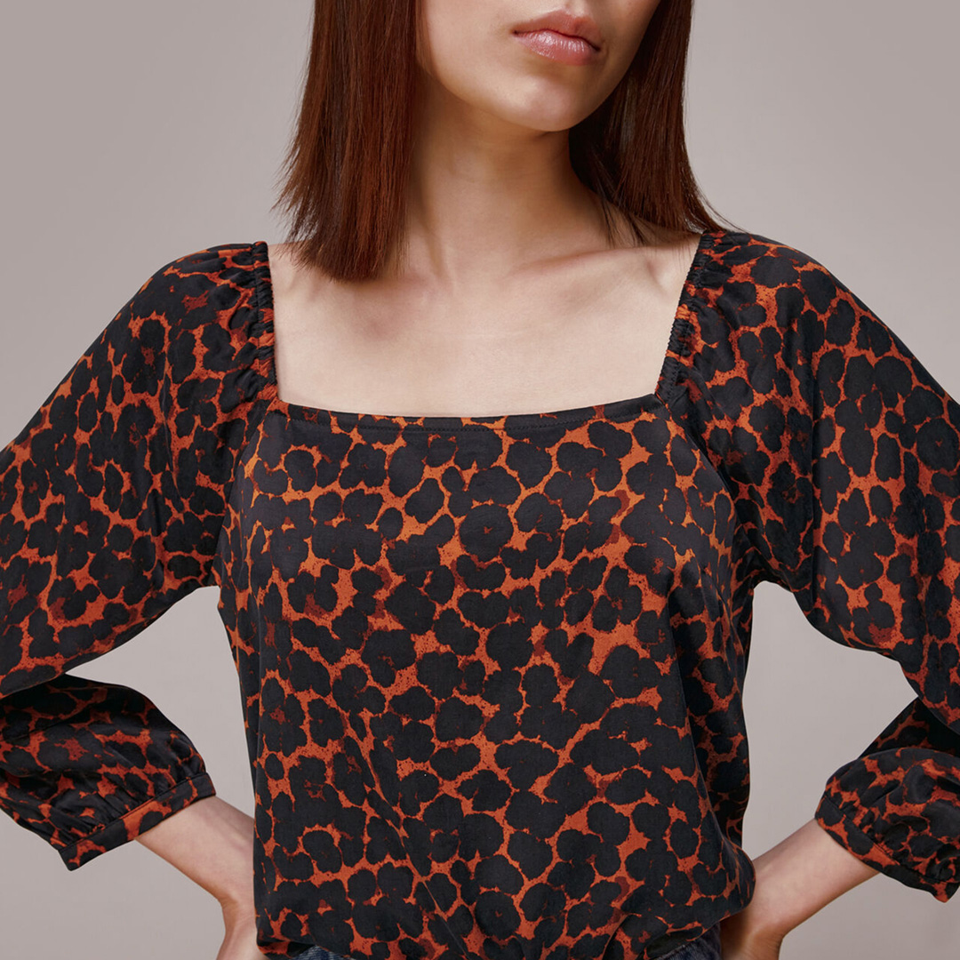 Orange Animal Print Top