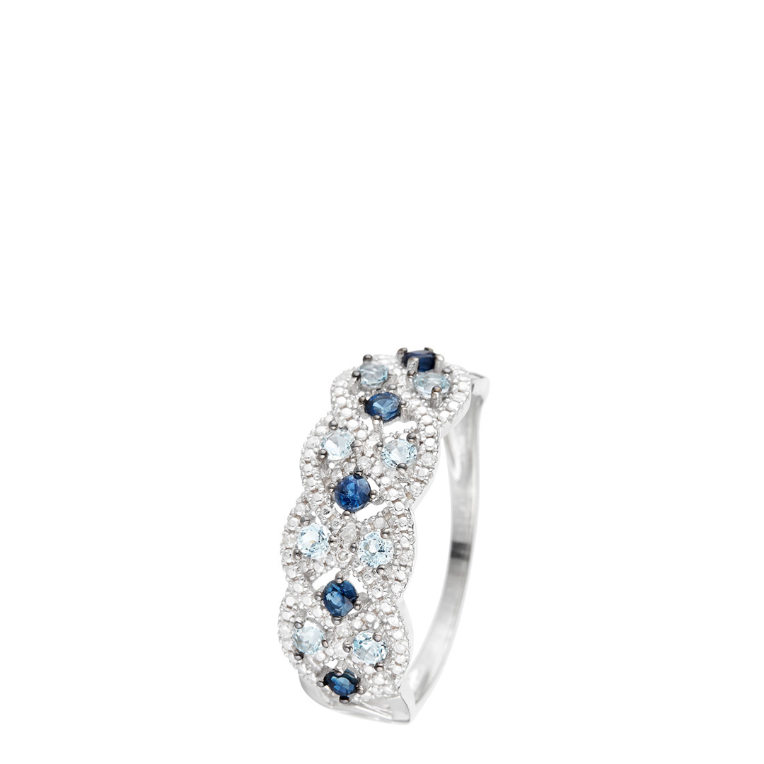 White Gold Multi Stone Ring;White Gold Multi-Stone Sapphire Ring;White Gold Multi-Stone Sapphire Ring