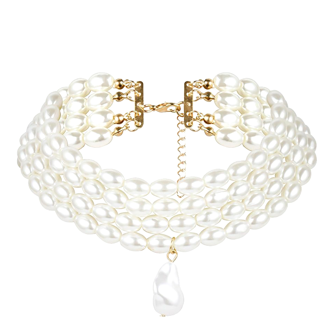 18K Gold Pearl Choker Necklace