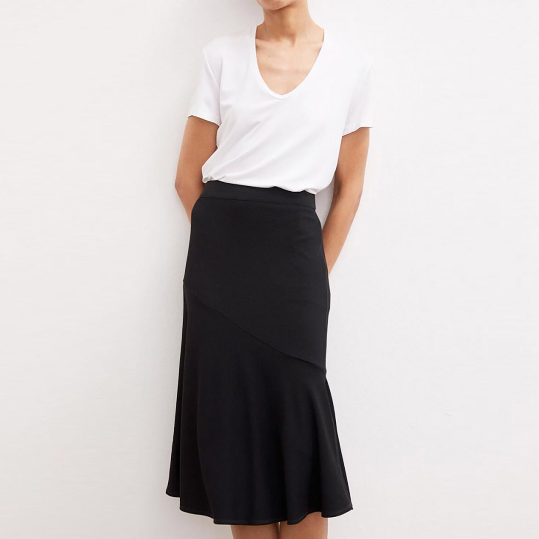 Black Tassia Asymmetric Skirt