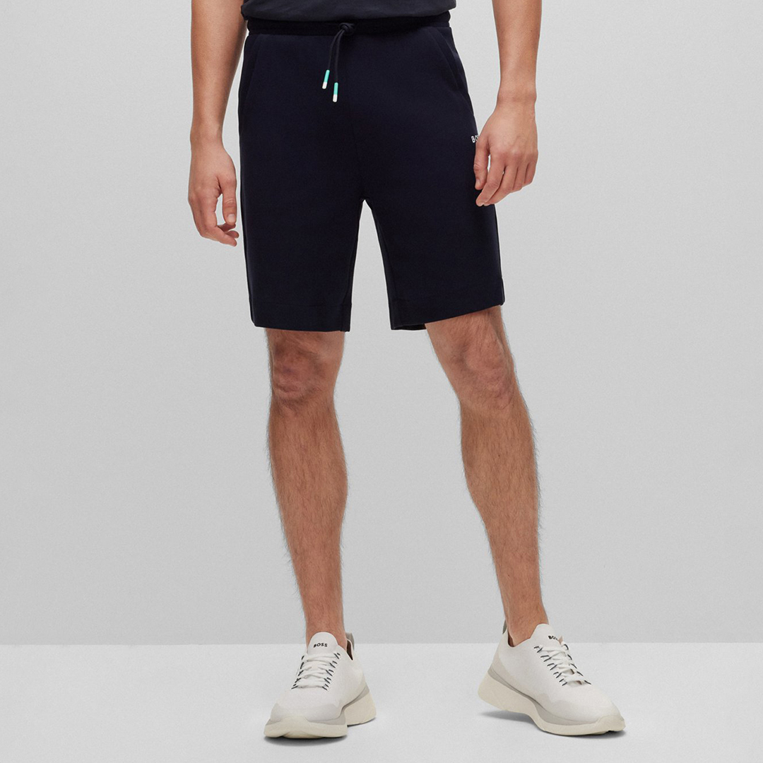 Navy Headlo Stretch Cotton Shorts