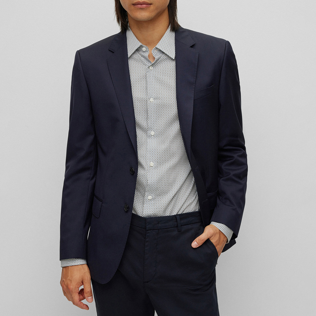 Dark Blue Hayes Wool Suit Jacket